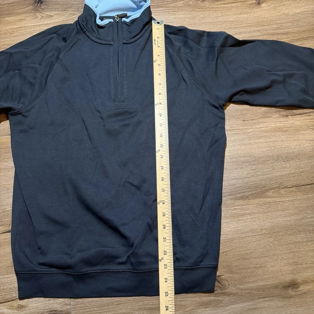 Paul Stuart Mens MEDIUM 1/4 Zip Sweater PimaCotton Pullover Mock Neck Black Blue